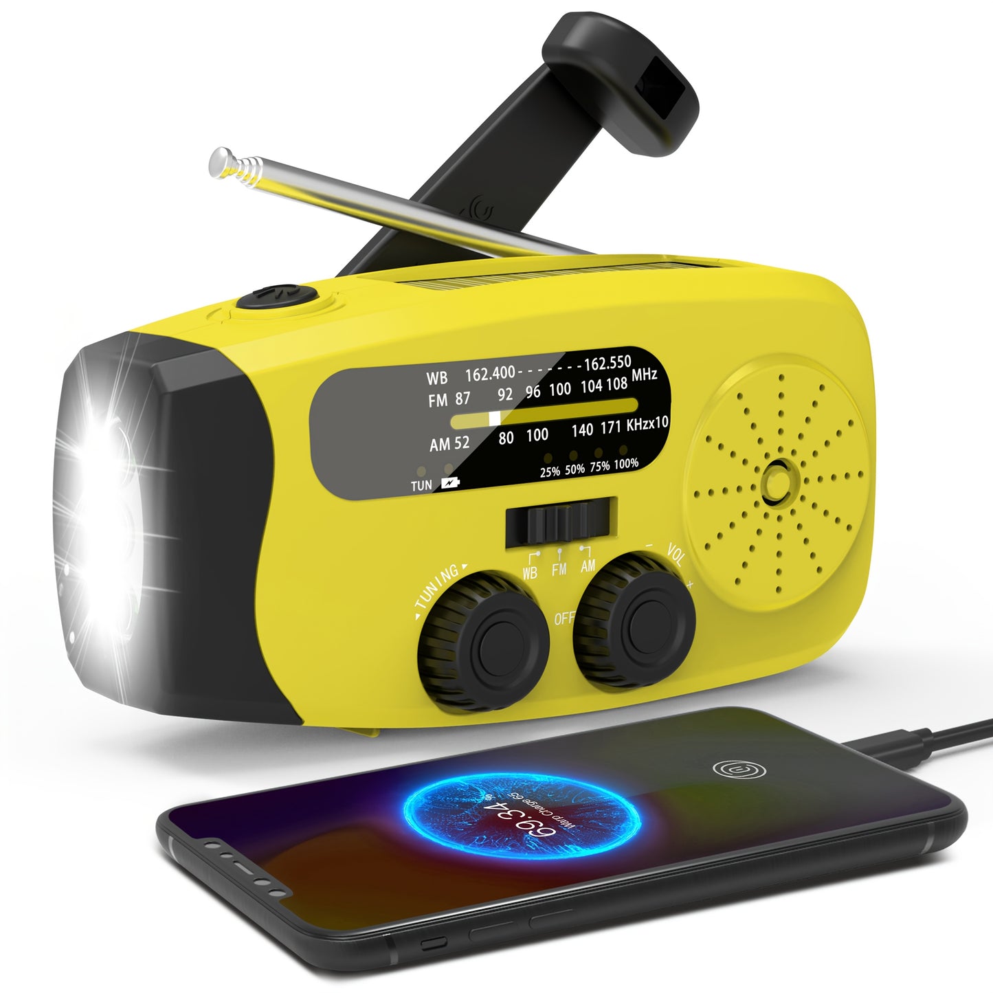 Radio d’Urgence Solaire Multifonction – Lampe LED et Recharge Manuelle