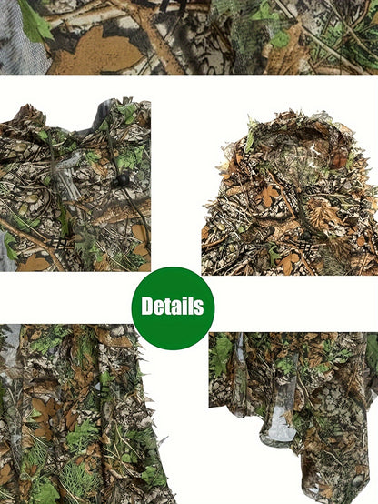 Poncho Camouflage 3D à Capuche – Survie, Chasse et Activités Outdoor