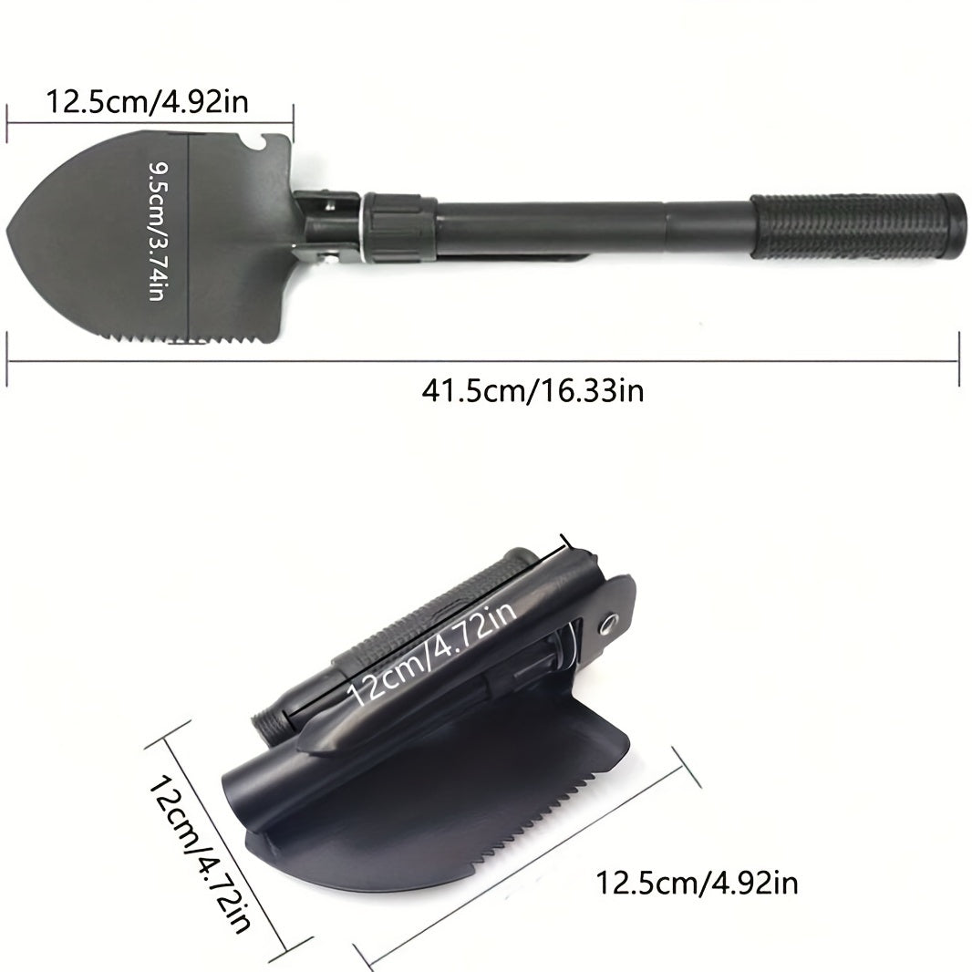 Pelle 4‑en‑1 Pliable – Survie et Camping avec Sac et Gants