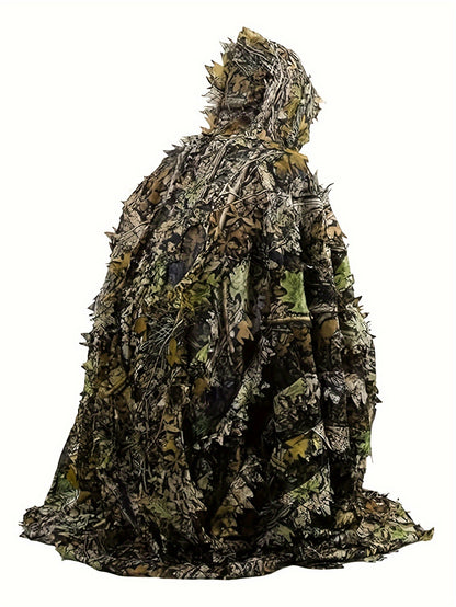 Poncho Camouflage 3D à Capuche – Survie, Chasse et Activités Outdoor