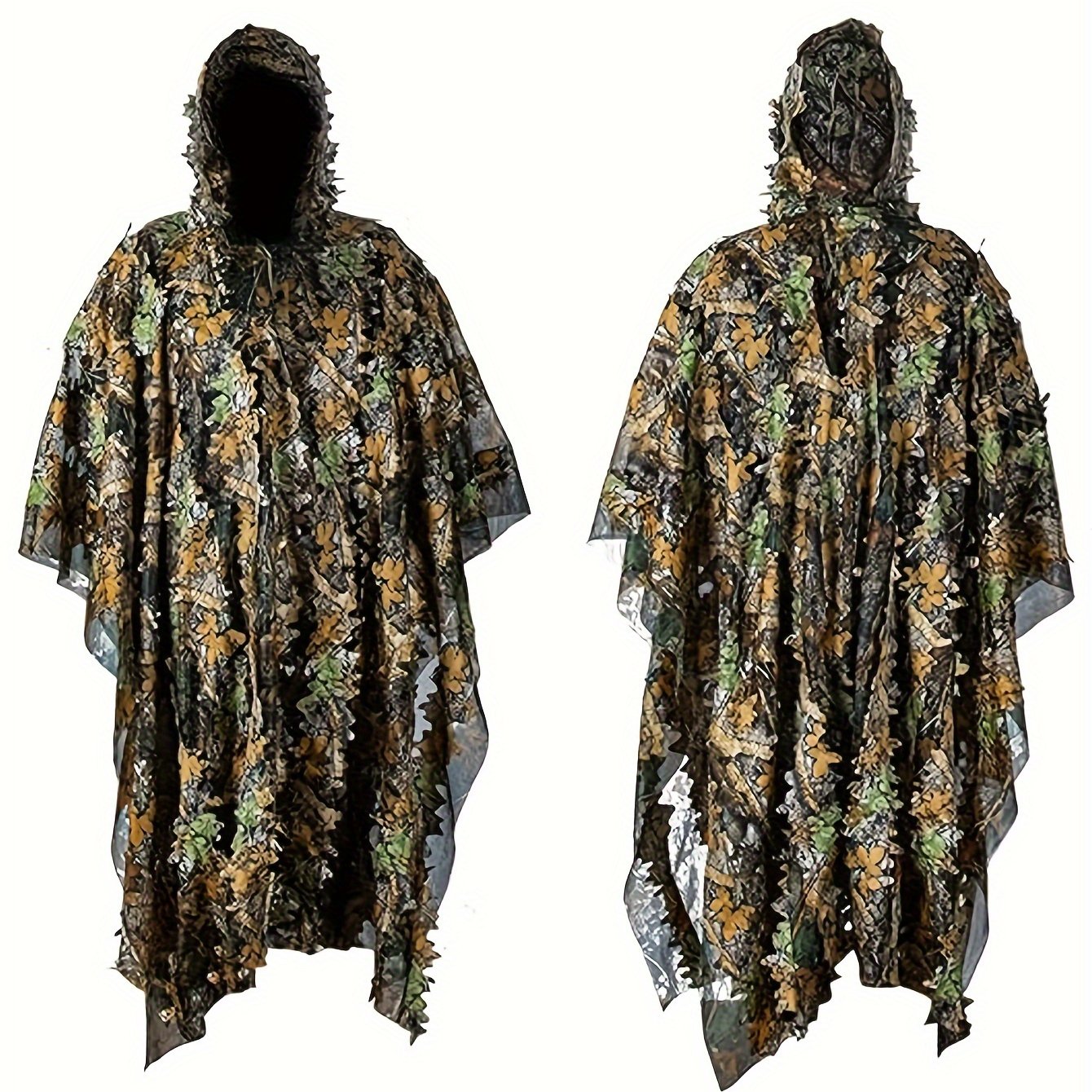 Poncho Camouflage 3D à Capuche – Survie, Chasse et Activités Outdoor