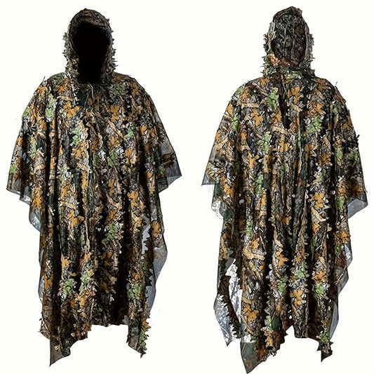 Poncho Camouflage 3D à Capuche – Chasse, Survie et Activités Outdoor
