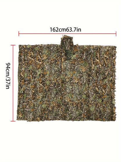 Poncho Camouflage 3D à Capuche – Survie, Chasse et Activités Outdoor