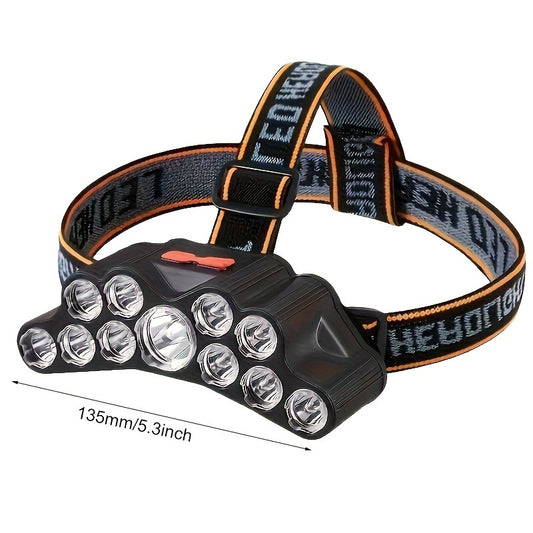 Lampe Frontale LED Ultra Puissante 11 LED Rechargeable USB – Longue Portée avec 4 Modes d’Éclairage