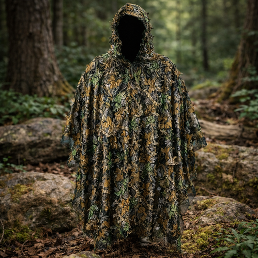 Poncho Camouflage 3D à Capuche – Survie, Chasse et Activités Outdoor