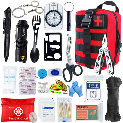Kit de Survie 24-en-1 – Équipement d’Urgence Compact avec Trousse de Premiers Secours