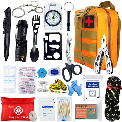 Kit de Survie 24-en-1 – Équipement d’Urgence Compact avec Trousse de Premiers Secours