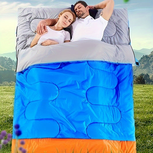 Sac de Couchage Double Épais 2 Personnes – Chaud et Portable pour Camping, Randonnée et Voyage