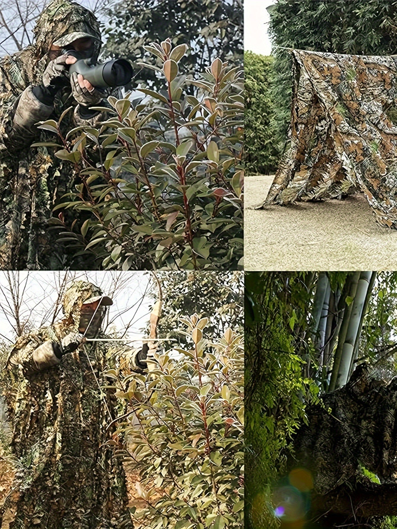 Poncho Camouflage 3D à Capuche – Survie, Chasse et Activités Outdoor