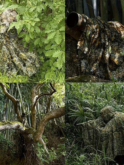 Poncho Camouflage 3D à Capuche – Survie, Chasse et Activités Outdoor